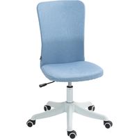 Silla de Oficina con Ruedas Altura Ajustable Tapizado Lino Sintético 53x43x85-93 cm Azul