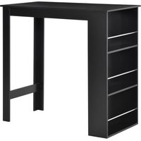 HOMCOM Mesa Alta de Bar, Mesa de Cocina con 3 Estantes Laterales, Estilo Moderno, para Comedor, Salón, 112x57x106 cm, Negro