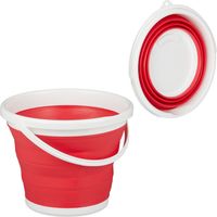 Seau pliable 10 l, lot de 10, pour nettoyage de Maison, voiture et camping, rouge