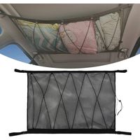Car Storage Net, Universal Car Roof Bag with Zipper, Black Luggage Organizer Storage Net for Car SUV Ceiling (Net with Drawstring)