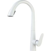 Robinet de cuisine extractible noir bassin d'eau chaude et froide robinet d'évier pistolet télescopique rotatif gris et blanc 60CM tirer (Color : White)