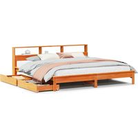 Maison Exclusive - Massivholzbett mit Regal ohne Matratze Wachsbr