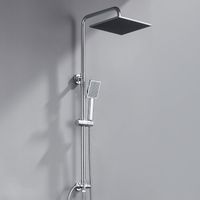 Duschsäulen ohne Armaturen, Komplettset für Regendusche, 25,5 x 25,5 cm Duschkopf und Handbrause, Höhenverstellbare Duschstange, Chrom