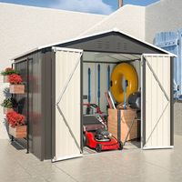 BIRCHTREE Garden Shed Metal Apex Roof 8FT X 6FT Outdoor Storage With Free Foundation Anthracite White