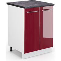 Küchenunterschrank Fame-Line, Bordeaux Hochglanz, 60 cm , AP Anthrazit, Vicco