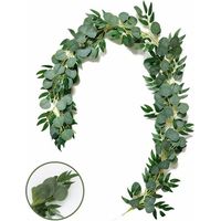 200cm Artificiel Eucalyptus Guirlande Eucalyptus Feuilles, Vigne d'eucalyptus Faite à la Main, Guirlande de Feuilles Vertes, décoration Murale de Mariage