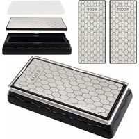 Double-sided diamond sharpening stone, grit 400/1000, 150 x 63 mm, honeycomb structure, kitchen sharpening tool