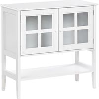 Buffet à 2 Portes avec Étagère Armoire Salon Chambre à Coucher Méditerranéenne en MDF Blanc Inlet