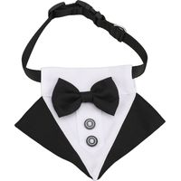 Formal Dog Tuxedo for Small Medium Large Dogs,Wedding Dog Collar with Bow Tie, Adjustable Pet Collar Birthday Bandana with D Ring,Formal Dogs Outfit,Valentines Christmas Halloween Cosplay (Small)