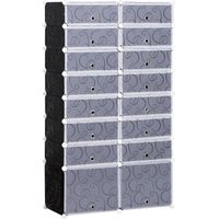 Scarpiera Salvaspazio Modulare da Ingresso in Plastica, 95x37x160cm, Bianco e Nero