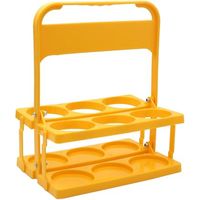 Porte-bouteilles pliable – Caisse pliante en plastique durable avec poignées, capacité 6 bouteilles, jaune, 26 x 18 x 31 cm