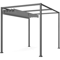 Gazebo Pergola da Giardino 3x2m con Telo Scorrevole in Metallo e Poliestere, Grigio e Nero