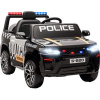 Macchina Elettrica della Polizia per Bambini 12V con Telecomando, Sirena e Lampeggianti, EtĂ 3-5 Anni, Nero