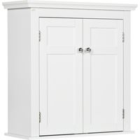 Mueble de Baño Colgar con Estantes Ajustables y Puertas con Cierre Magnético Armario de Pared 58x24x60 cm Blanco