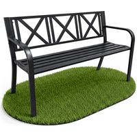 Gartenbank CROSS Schwarz mit Stahlfüßen und Stahl-Rückenlehne Breite 119 cm