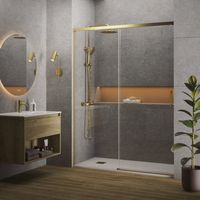 Duschwand mit Schiebetür für Nische MUSE gold - Glas 6 mm / 105 cm / mit Sichtschutz