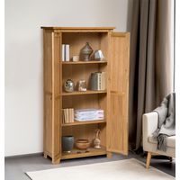 Hallowood Furniture Waverly Light Oak Cupboard with Shelves, Tall Wooden Solid Oak Cupboard with 2 Doors, Storage Cabinet for Home, Office, Kitchen, or Bedroom