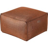 Pouf Tissé Rembourrage Billes EPS Carré Motif Uni Marron Doré Boulder