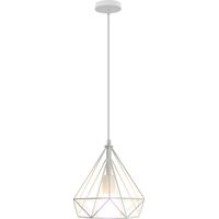NORCKS 25CM Diamond Pendant Light Retro Pendant Lights Metal Industrial Chandelier Antique Vintage Ceiling Lights White