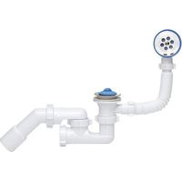 Siphon de baignoire avec crépine et bouchon en métal