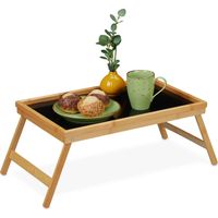 Relaxdays Folding Serving Tray, for Breakfast in Bed, with Legs, Bamboo & MDF, HWD 23 x 61.5 x 31 cm, Natural/Black