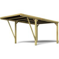 FOREST STYLE - Cochera Victor Moderne 16,5 m² (3,22 x 5,11 x 2,60 m) – Madera de Pino Tratada en Autoclave Verde Clase 3 – Techo de Policarbonato – Certificación PEFC® – Diseño Moderno y sin Postes Ce