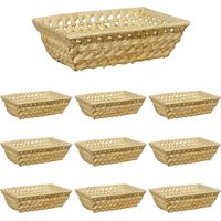 Paniers de présentation x10 en feuilles de palmier tressées 21 x 15,5 x h 5,5 cm