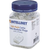 Intellinet Pack de 100 modules RJ45 catégorie 5e, câble UTP, 2 points, pour câble multibrins, 100 fiches par tasse 790055 Contact à sertir Nombre Q067792