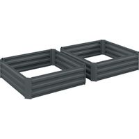 2 bacs de jardin surélevés en acier 100x100x30cm avec châssis, idéal potager ou fleurs pour terrasse, balcon, jardin