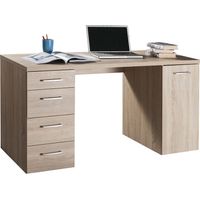 Schreibtisch mit 5 Schubladen, PC-Arbeitsplatz für Büro und Schlafzimmer 140 cm Made in Italy -Eiche / Schreibtisch