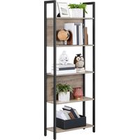 Songmics – Bibliothèque 5 niveaux en acier noir – Étagère de rangement pour bureau et salon – Dimensions 62x24x165 cm – Capacité 20 kg/niveau – LLS025B02