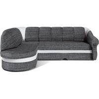 Canapé d'angle gauche convertible BENANA 250 cm gris et blanc avec coffre