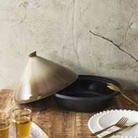 Tajine en fonte d'aluminium 4,5L – Couvercle en céramique taupe – Diamètre 30 cm – Pour cuisson traditionnelle – Cuisy