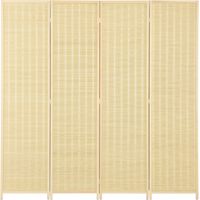 Paravento da Interno 4 Ante Pieghevole 180cm, Style Boho Legno Bambù, Naturelle