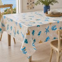 Tovaglia LIMA Fantasia Mare in Tela Cerata PVC Lavabile Antiscivolo Made in Italy Cm. 140x140 x4 persone