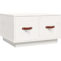 Table basse Table d’Appoint salon, style industriel Blanc 60x53x35 cm Bois massif de pin BV91032