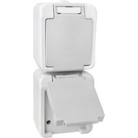 Prise électrique double Peranova 102437 Pera gris clair, gris foncé