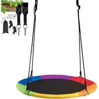 Costway – Balançoire nid d’oiseau 100 cm – Charge max 150 kg – Hauteur ajustable 100-160 cm – Tissu PP et tube acier – Extérieur multicolore