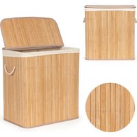Bamboo Laundry Basket 150L, 3 Compartments, Lid