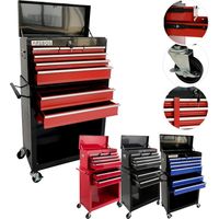 Arebos – Servante d'atelier roulante 9 tiroirs – Acier revêtu – Mobile avec 4 roues – Verrouillable – Tiroirs sur roulements à billes