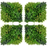 12 Stück künstliches Pflanzenwand Hecke 50x50 cm UV-Schutz Sichtschutz Mehrblättriges Design Heckenpflanze für Garten Outdoor Dekor
