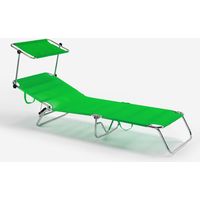 Tumbona de playa y piscina aluminio resistente con parasol Cancun - Verde