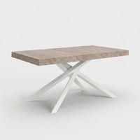 Table moderne extensible pieds blancs 14 personnes 180/280x90 Shangai - Gris