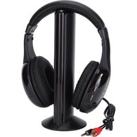Casque sans fil 5 en 1 HiFi avec basses profondes, radio FM et fonction monitoring pour PC et TV.
