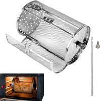Rotating Grill Basket, Panier en acier inoxydable, panier à frire air, de barbecue pour le camping, basket-ball café, cuisson rond, frites français, la Type B -