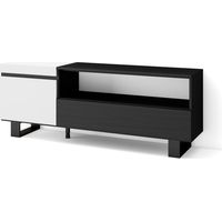 Skraut Home - TV-Schrank, Lowboard, für Wohnzimmer und Esszimmer, 150x57x35cm, Für TV-Geräte bis zu 65", Industriedesign, Moderner Stil, Weiß und Schwarz
