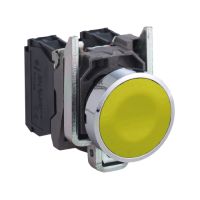 Harmony XB4 - bouton poussoir à impulsion - Ø22 - jaune - 1O+1F - vis étrier - XB4BA55