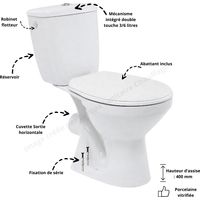 Pack WC Céramique Mito 3/6 L Sortie Horizontale