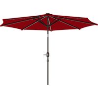 Sombrilla Jardín Ø292x252 cm LED Solaire Inclinaison Manivelle Bordeaux