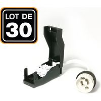 Europalamp – Lot de 30 douilles GU10 céramique automatique 230V – Connecteur électrique clipsable – Corps isolant en stéatite – Double connexion série